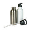 Gourde personnalisée en acier inoxydable avec bouchon paille gris