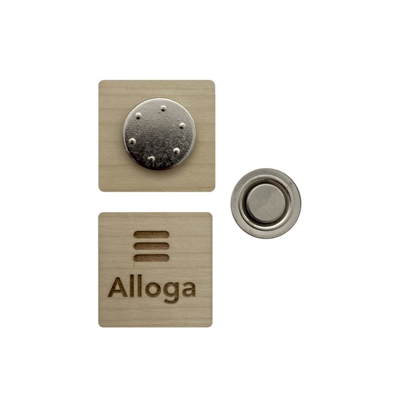Badge français en bois carré aimanté