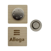 Badge français en bois carré aimanté