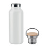 Gourde acier inoxydable avec bouchon bambou personnalisée - BLANC