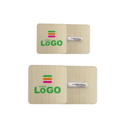Badges bois carré - personnalisable avec votre logo