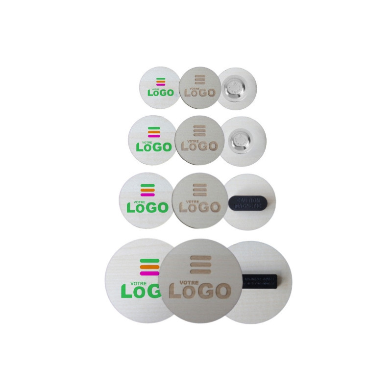 Badge publicitaire en Bois ROND - Made in France
