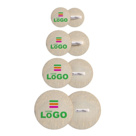 Badges bois Rond - personnalisable avec votre logo