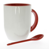 Mug BICOLOR avec cuillère - rouge