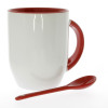 Mug BICOLOR avec cuillère - rouge