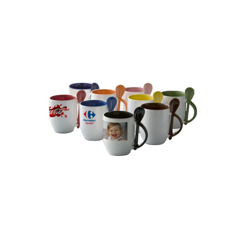 Mug BICOLOR avec sa cuillère de couleur