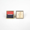 Pin's carré bois argent et or - 18mm - personnalisable en ligne