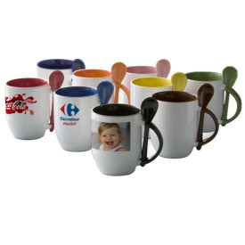Mug BICOLOR avec cuillère - orange